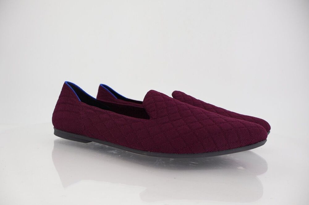 Rothy's Almond Loafer Women's Sz 12 Quilted Plum Knit Flats Vegan Slip On Comfy